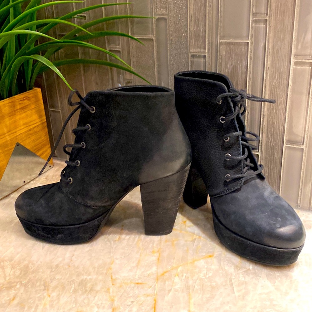 Steve Madden Distressed Black Suede Platform Booties